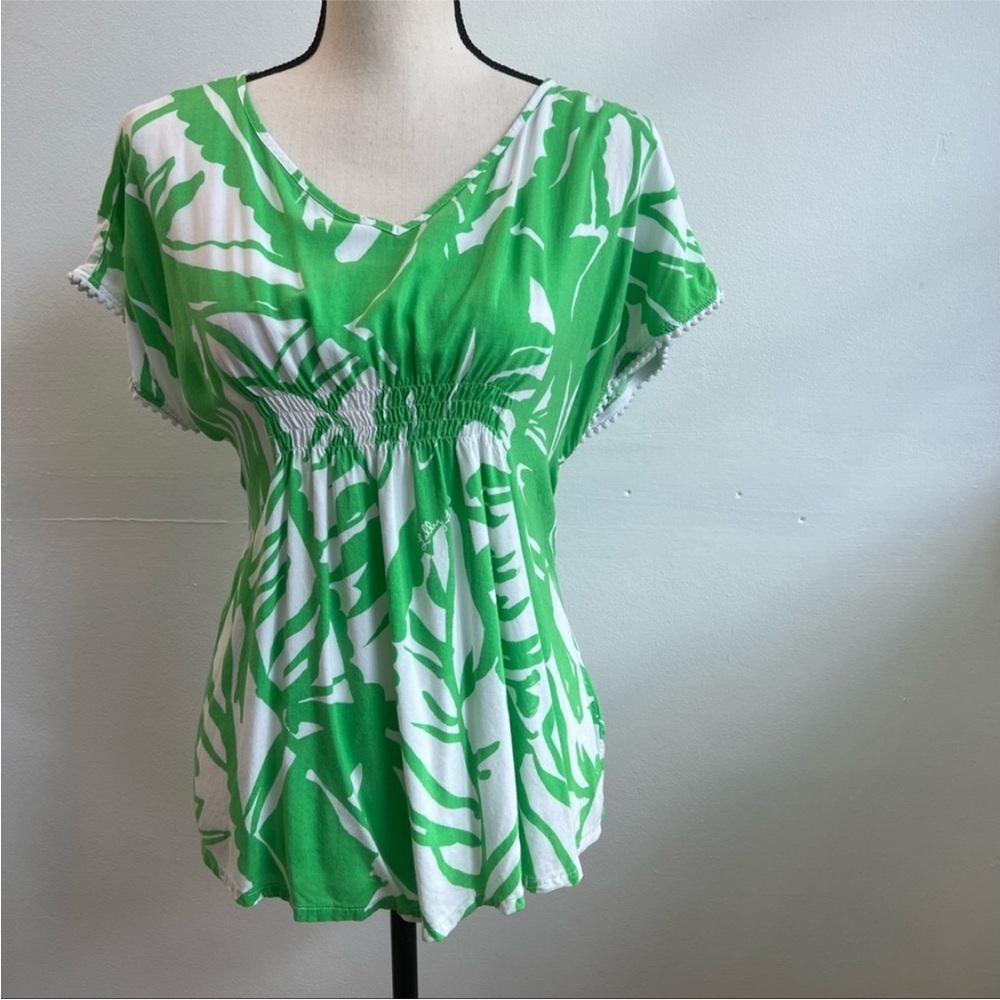 Lilly Pulitzer Green and White tropical kids Top - Picture 8 of 11